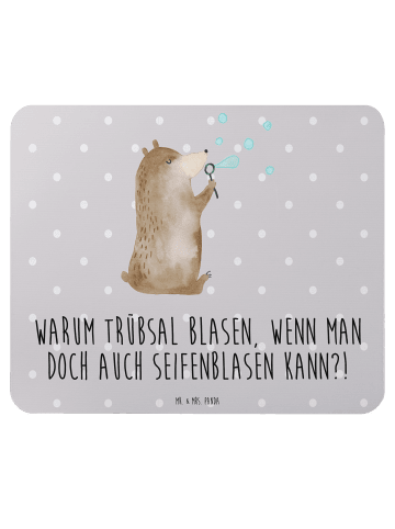 Mr. & Mrs. Panda Mauspad Bär Seifenblasen mit Spruch in Grau Pastell