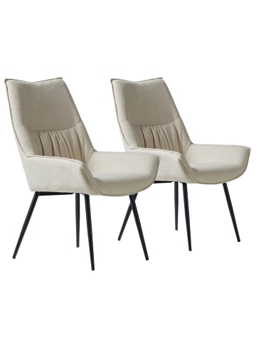 Home Nature Wohnkonzept Esszimmerstühle 2er Set aus Leinen mit Wingback in Beige 67.5x60x94 cm