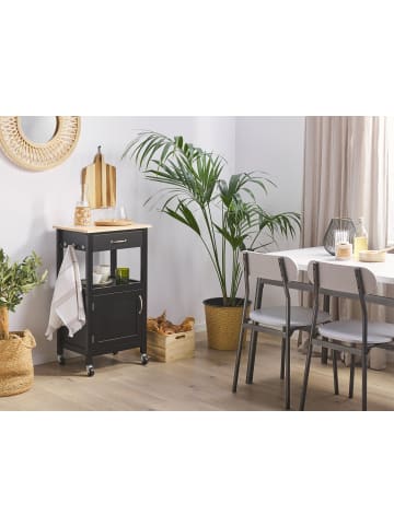 Beliani Servierwagen SIENA in Schwarz/Braun - (W) 48 x (H) 89 x (L) 39 cm