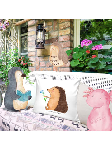 Mr. & Mrs. Panda Deko Kissen Igel Blumen ohne Spruch in Weiß