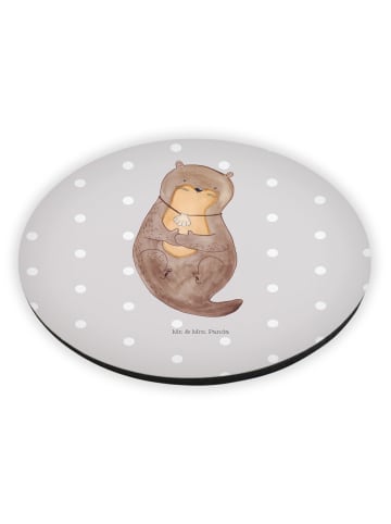 Mr. & Mrs. Panda Rund Magnet Otter Muschel ohne Spruch in Grau Pastell