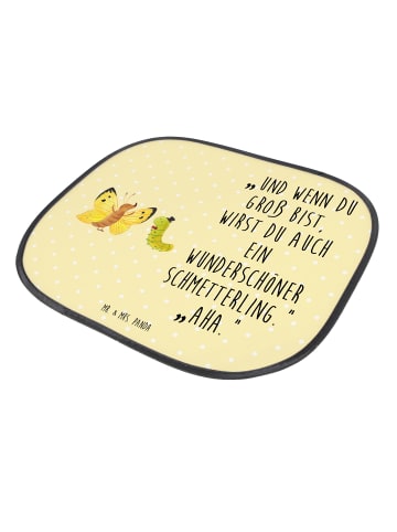 Mr. & Mrs. Panda Sonnenblende Auto Raupe Schmetterling mit Spruch in Gelb Pastell