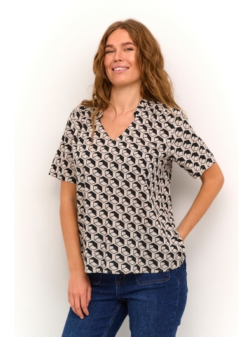 Kaffe Kurzarm-Bluse KAtina Regular fit in Feather/Black Geometric Print