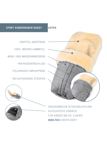 Kinderhaus Blaubär Kinderwagen-Fellsack Aspen TOP in Graphit Melange