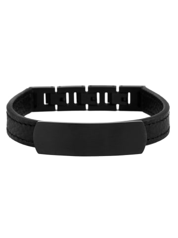 Adeliás Herren Armband aus Leder 22,5 cm in schwarz