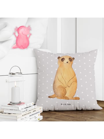 Mr. & Mrs. Panda kissen mikrofaser Erdmännchen ohne Spruch in Grau Pastell