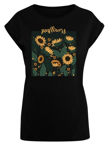 F4NT4STIC Extended Shoulder T-Shirt Sonnenblumen in schwarz