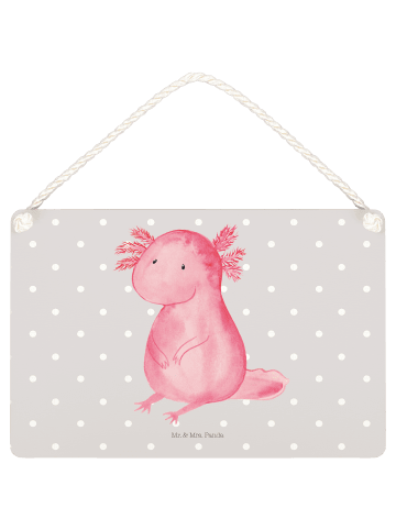 Mr. & Mrs. Panda Deko Schild Axolotl Niedlich ohne Spruch in Grau Pastell