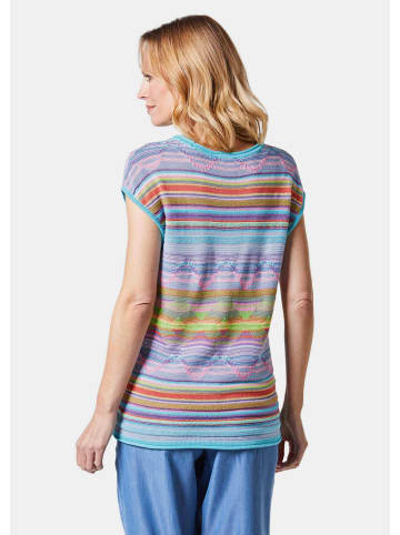 GOLDNER Stricktop Bequemes Top mit kombinationsstarkem Dessin in eisblau / gemustert