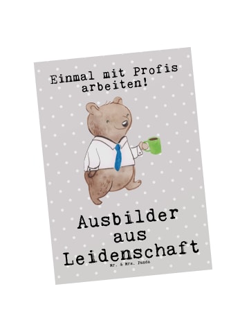 Mr. & Mrs. Panda Postkarte Ausbilder Leidenschaft mit Spruch in Grau Pastell
