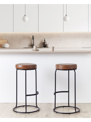 Beliani 2-tlg Barhocker MILROY in Braun/Schwarz