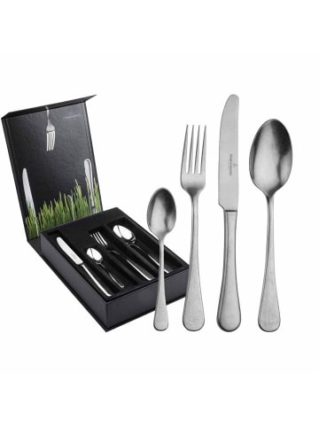 Picard & Wielpütz 24er Set Tafelbesteck inkl. Besteckbox Landhaus Vintage silber in silber