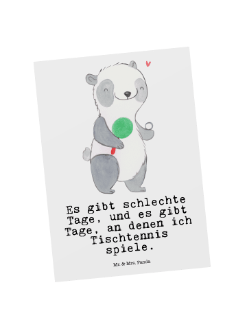 Mr. & Mrs. Panda Postkarte Panda Tischtennis mit Spruch in Weiß