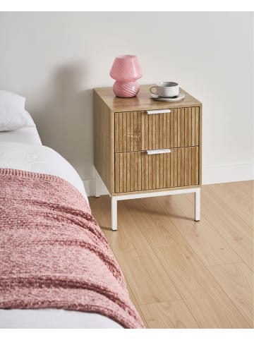 Beliani Nachttisch ROYALLA in Braun/Weiß - (W) 40 x (H) 52 x (L) 40 cm