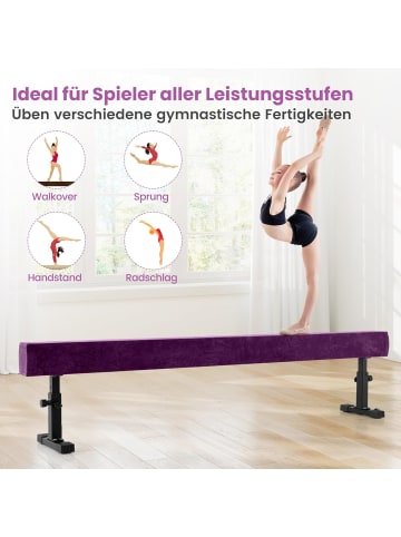 COSTWAY 226 cm Schwebebalken mit 3 Höhen verstellbar in Lila
