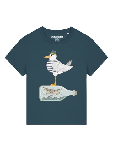 wat? Apparel T-Shirt Möwe mit Hut in Petrol