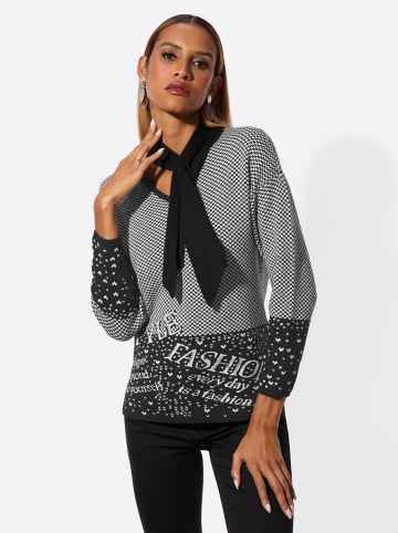 creation L Modal-Baumwoll-Pullover in schwarz-ecru-gemustert