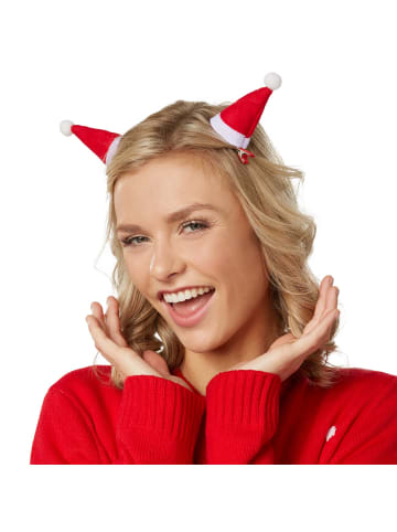 tectake 2er Set Haarklammern in Form von Weihnachtsmützen, rot/weiß