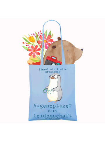 Mr. & Mrs. Panda Tragetasche Augenoptiker Leidenschaft mit Spruch in Sky Blue