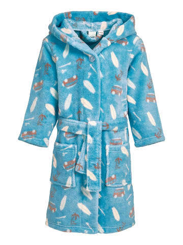 Playshoes Fleece-Bademantel Surf-Bus in türkis