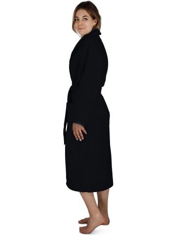 normani Damen Baumwoll Bademantel in Schwarz