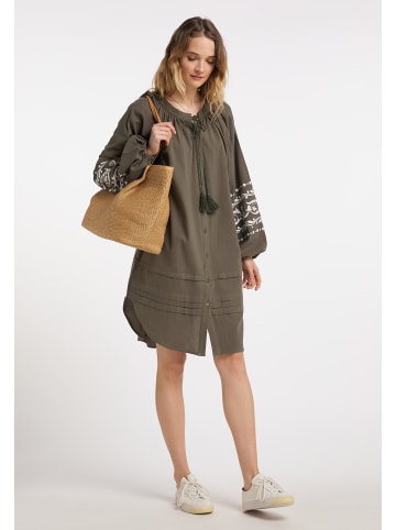 DreiMaster Damen Oversized Kleid in Olivgrün