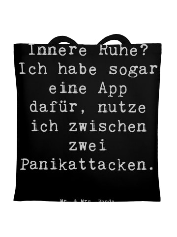 Mr. & Mrs. Panda Umhängetasche Spruch Innere Ruhe mit Spruch in Schwarz