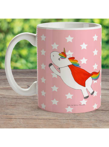 Mr. & Mrs. Panda Camping Tasse Einhorn Super ohne Spruch in Rot Pastell