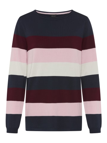 Laura Scott Strickpullover in marine-bordeaux-rosa-weiß