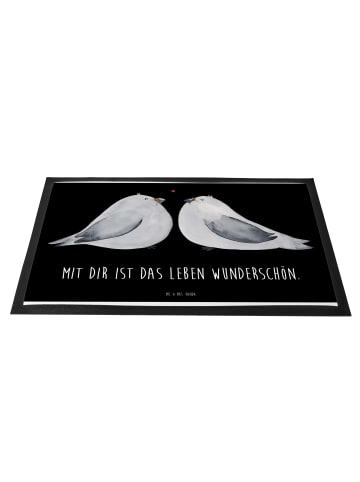Mr. & Mrs. Panda Fußmatte Turteltauben Liebe mit Spruch in Schwarz