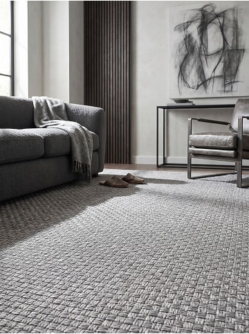 KADIMA DESIGN Flachwebteppich mit feiner Gewebestruktur und robustem Webrücken in Grau