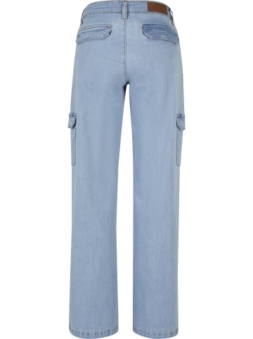 Urban Classics Urban Classics Damen Ladies High Waist Straight Denim Cargo Pants in lighter washed