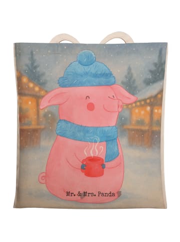 Mr. & Mrs. Panda Einkaufstasche Schwein Glühwein Design ohne Spruch in Weiß