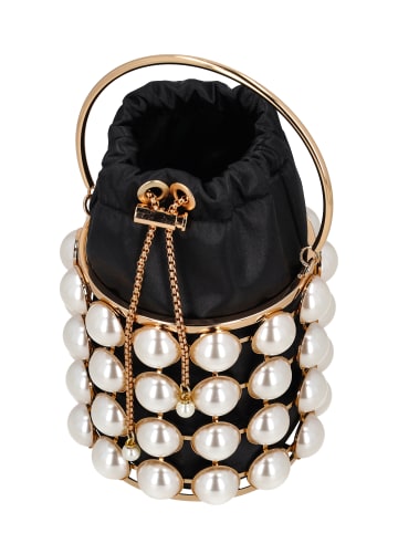 faina Women Bucket Bag With Pearl Design in Black