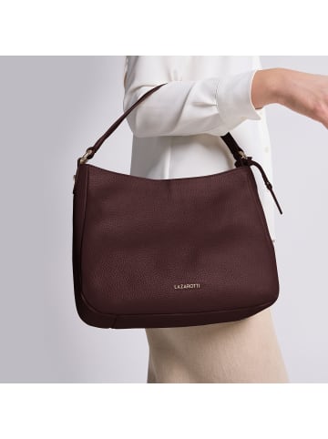 Lazarotti Bologna Leather Hobo Schultertasche Leder 27 cm in burgundy