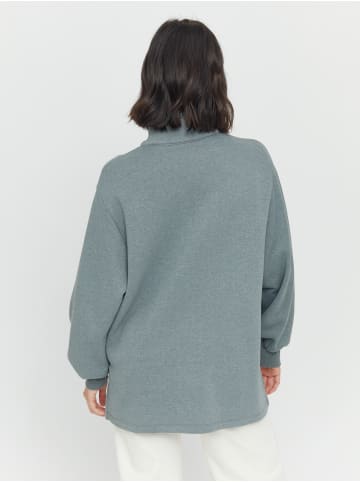 MAZINE Sweatshirt Barry Half Zip in pale ocean mel.