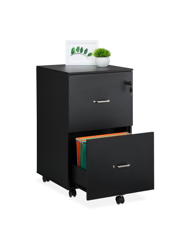relaxdays Rollcontainer in Schwarz - (B)43 x (H)72 x (T)46 cm