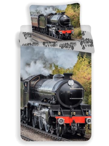 JERRY FABRICS Lokomotiva Bettwäsche 140 x 200 + 70 x 90 cm 100% Baumwolle