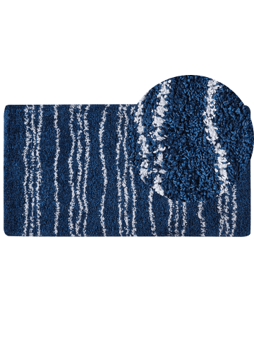 Beliani Shaggy TASHIR in Blau/Weiß - (W) 80 x (H) 80 x (L) 150 cm