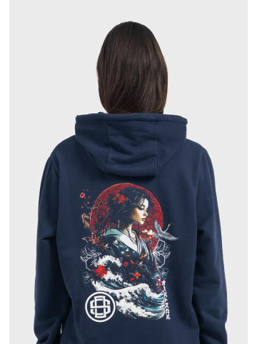 OLDSKULL Hoodie Asian Blossom Queen Logo Graphic in Navy Blue