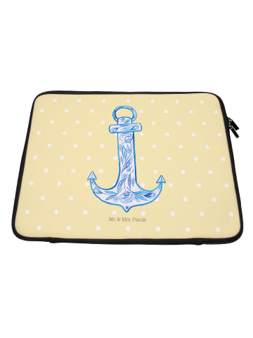 Mr. & Mrs. Panda Laptop Tasche Anker Blau ohne Spruch in Gelb Pastell