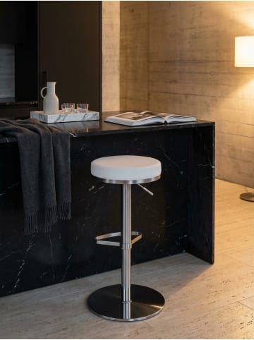 KADIMA DESIGN Barhocker WL1.294 Edelstahl höhenverstellbare Sitzhöhe 57 - 82 in Weiß