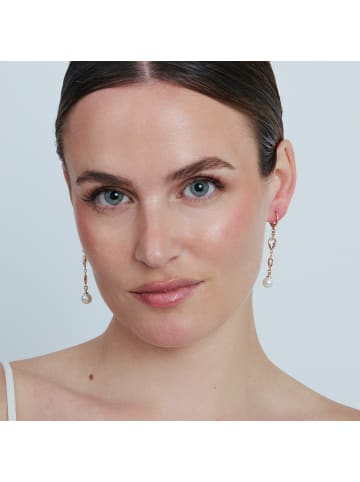 Luxenter earrings in metal alloy and white pearl with an 18k rose gold finish - Cainhtsi