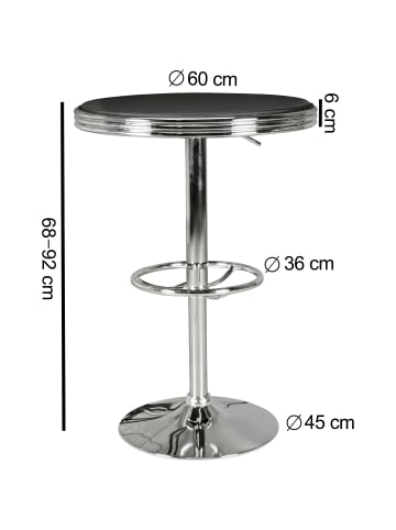 FineBuy Bartisch in Schwarz / MDF / 60x60x68