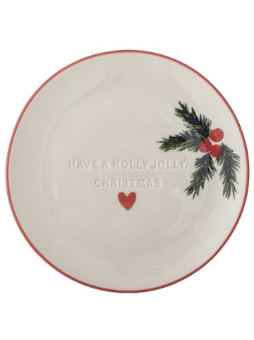 Bloomingville Teller JOVIDA Weihnachtsteller mit HERZ und Tannenzweig 16 cm