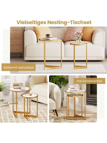 COSTWAY 2er Set Couchtisch in Weiß
