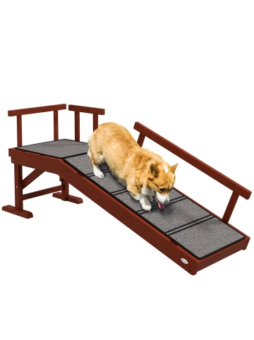 Pawhut Hunderampe Braun 125L x 40B x 56H cm