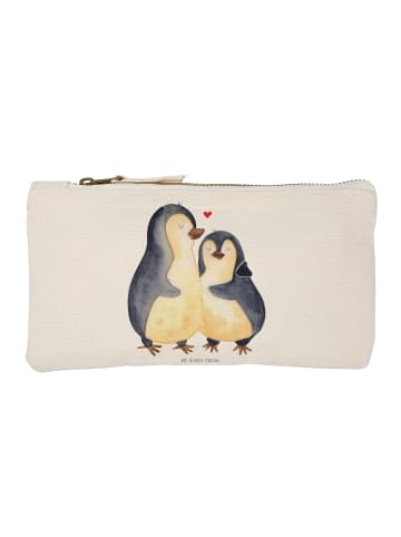 Mr. & Mrs. Panda Schminktasche Pinguin umarmen ohne Spruch in Weiß