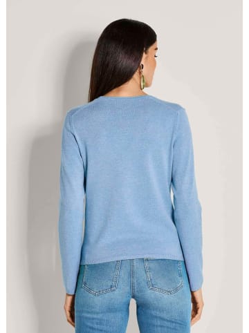 MADELEINE Langarm Jacke im Feinstrick mit V-Ausschnitt in rauchblau / melange