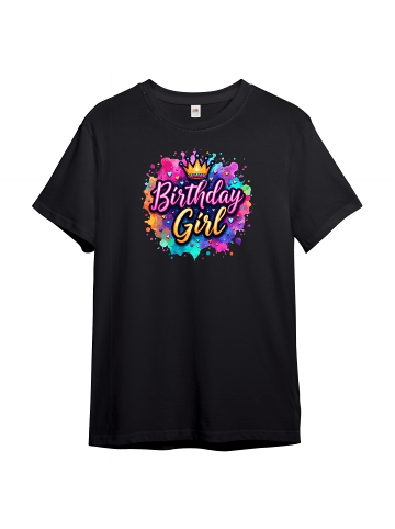 PAULGOS Kinder T-Shirt, Birthday Girl in Schwarz